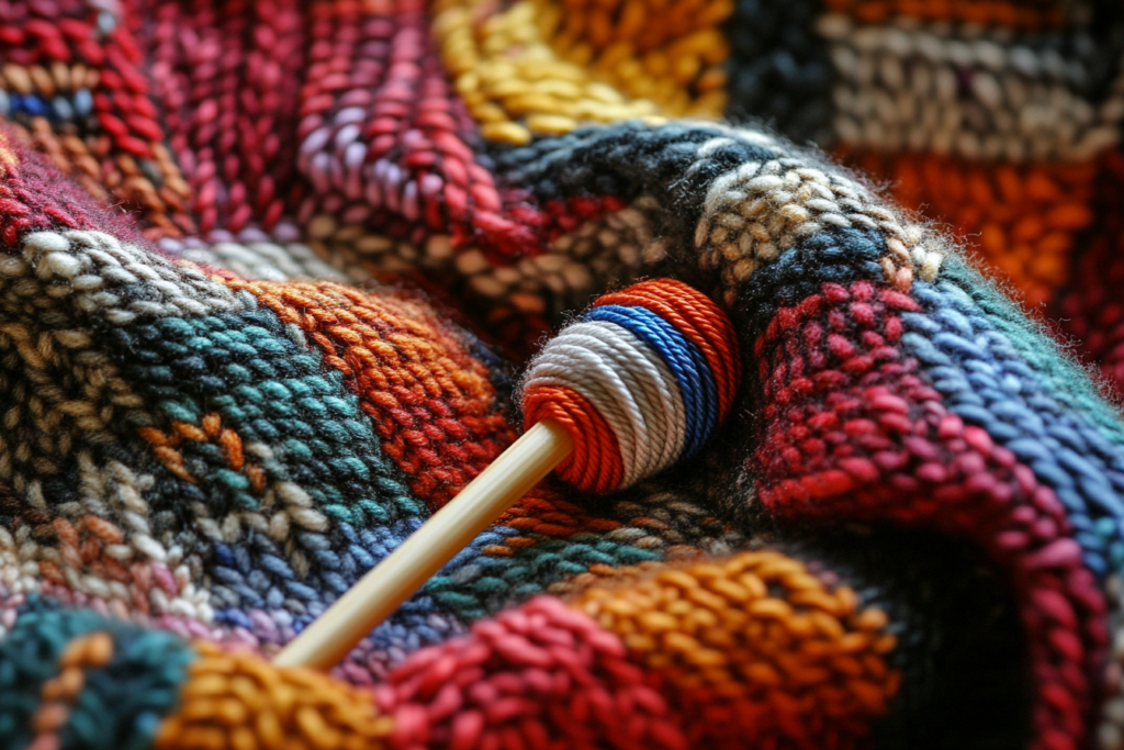 Intarsia A woolen knitting technique that uses multiple colors