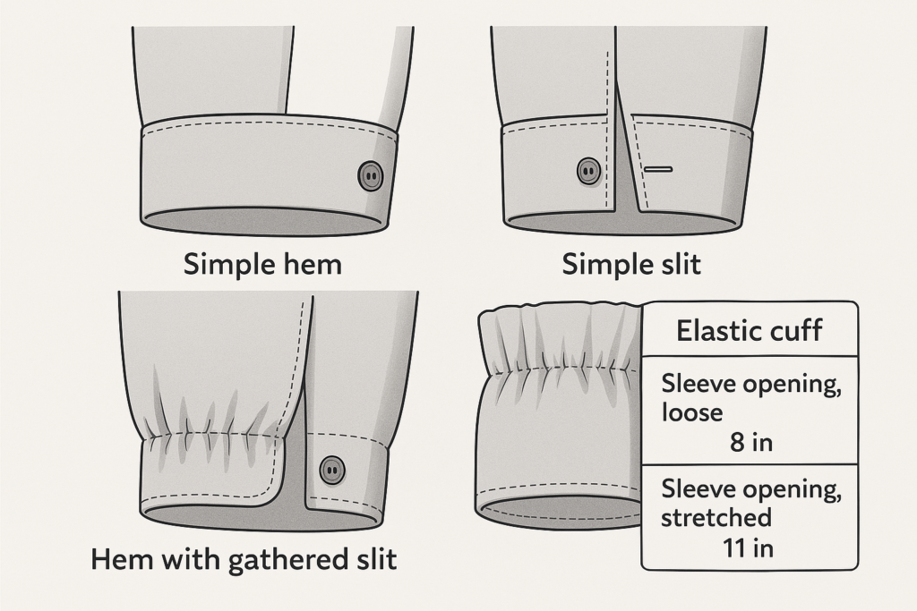 sleeve slit and elastic cuff construction