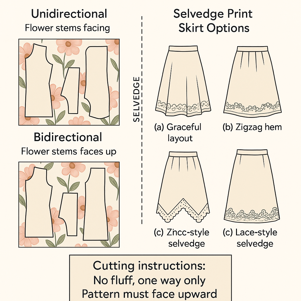 directional prints, unidirectional fabric, bidirectional prints