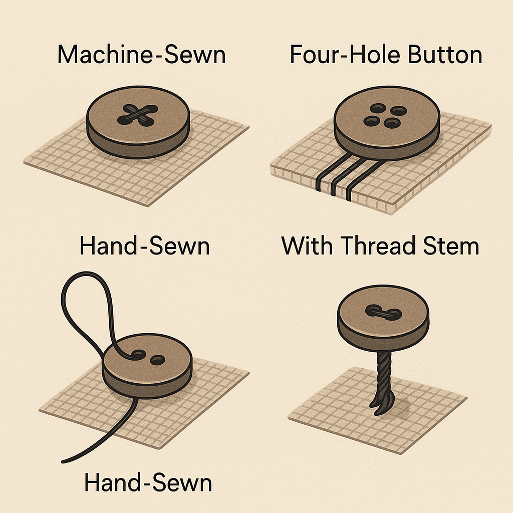 Button Attachment Methods and Stitches