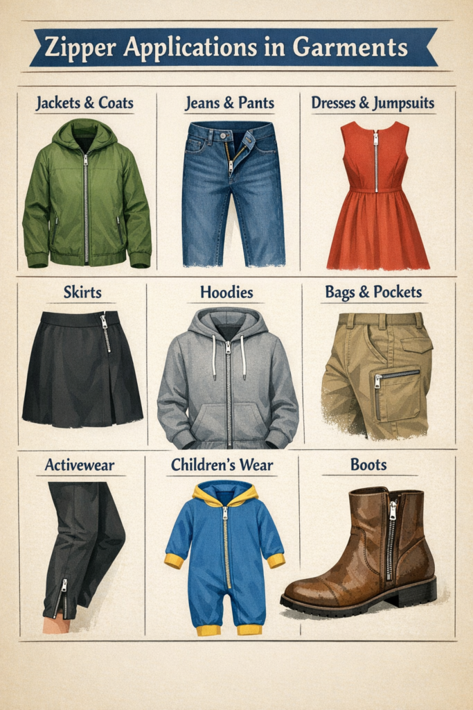 Zipper Applications in Garments